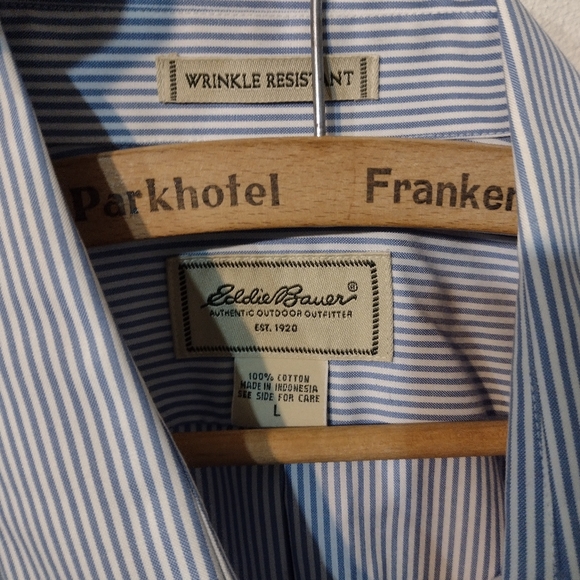 Eddie Bauer size large wrinkle resistant 100% cotton button-down pinstripe shirt - Picture 2 of 9
